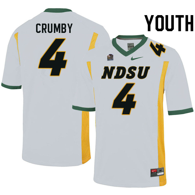 Youth #4 Jaylin Crumby North Dakota State Bison College Football Jerseys Stitched-White